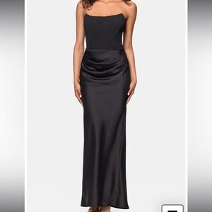 Betsy & Adam Black Strapless Maxi Dress